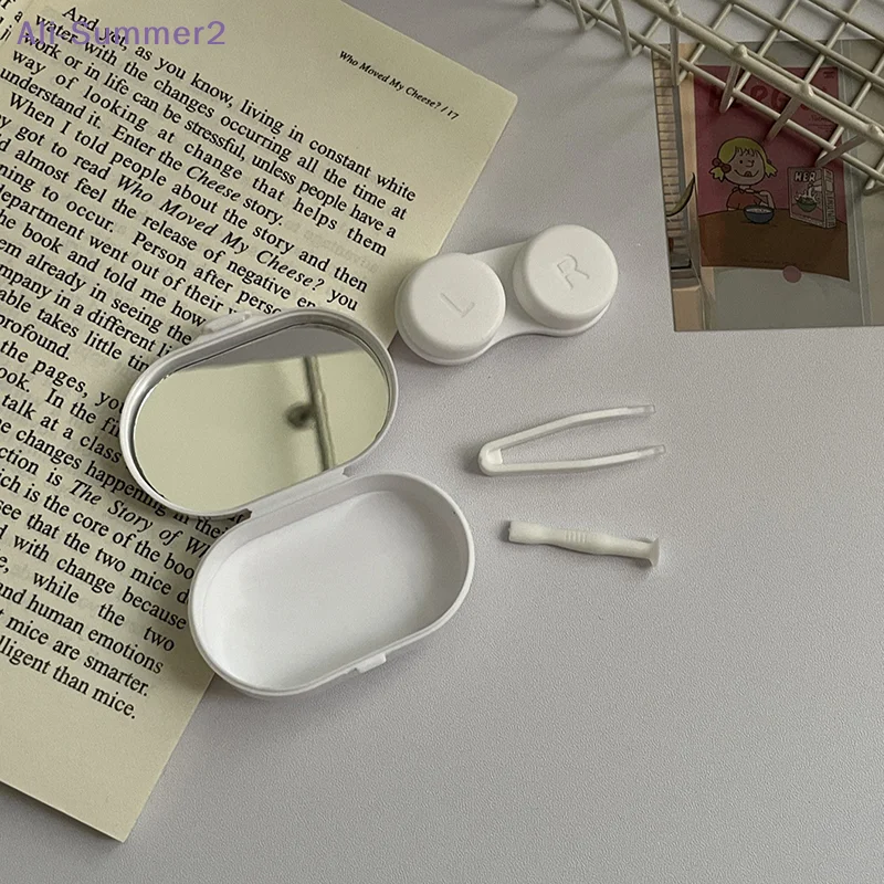 Portable Mini Contact Lens Box With Mirror Plastic Contact Lens Case Macaron Color Lens Box Care Box Travel Outdoor Home Gift