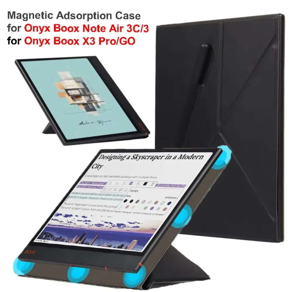 Auto Wake/Sleep Magnetic Adsorption Case Pen Slot Multi-Folding Stand Folio Funda for Onyx Boox Note Air 3C/3/X3 Pro/GO