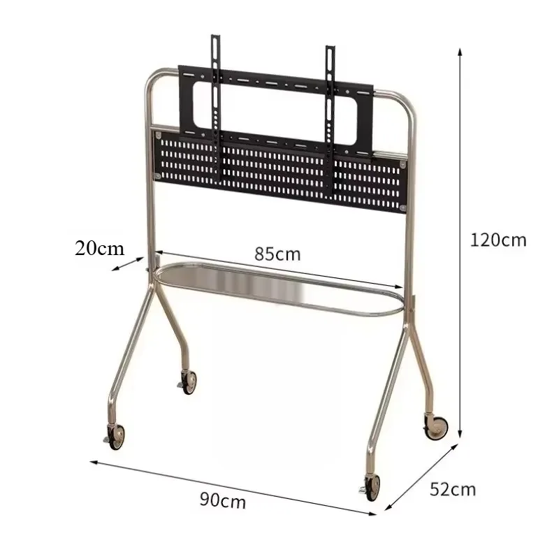 Nordic Movable Stainless Steel TV Stand Fits 32-75 Inches Modern Minimalist with Wheels Living Room Conference Room Multi Scene