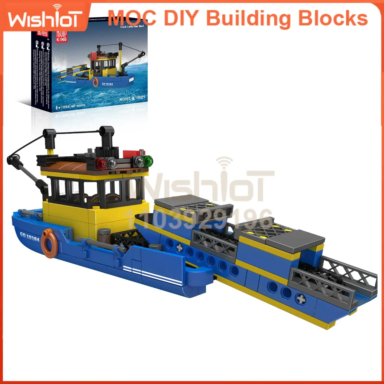 10184 Garbage Disposal Ship 407pcs Boat Series Small Granule Building Blocks Assembly Model Creative Ornament