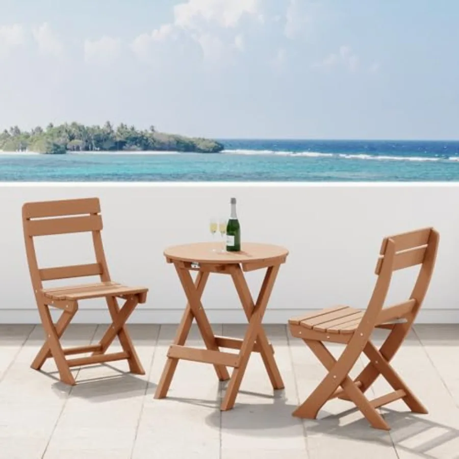 

Outdoor bistro table and chairs set of 2, round portable folding bar height barstool set of 3, tall balcony pub high top table