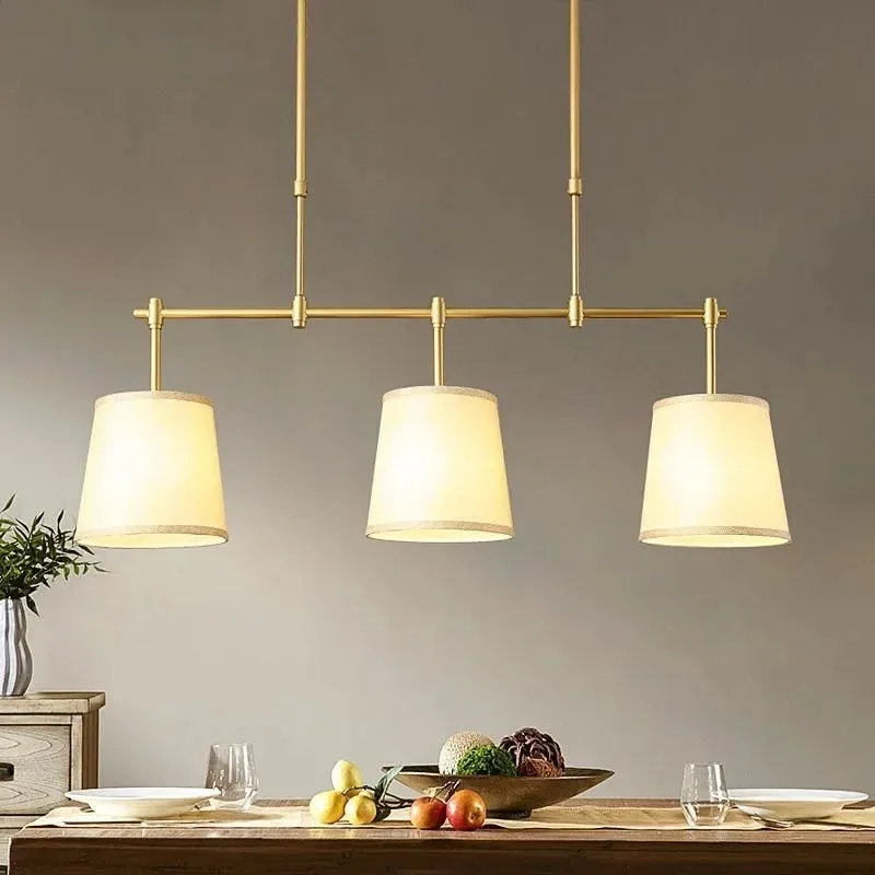 

American Restaurant Modern Chandeliers for Dining Table Bar Counter Living Room Three-headed Wrought Iron Home Decoration Lamps