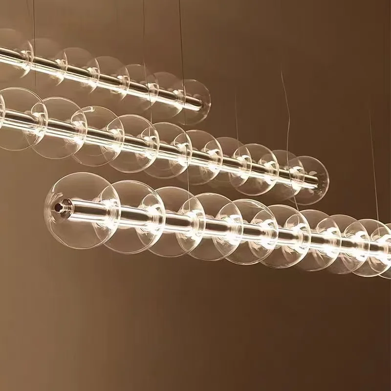 Italian Glass Bubble Pendant Light Dining Room Table Luce Sferica Glass Linear Lights Chandelier for Kitchen Island Bar Counter