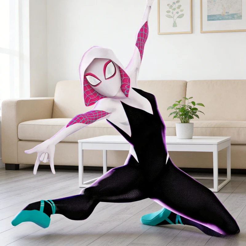 Disfraz de Spider Gwen a través del Spider-Verse Gwen Stacy, traje Zentai con capucha, traje de Anime para fiesta de Carnaval de Spider Man