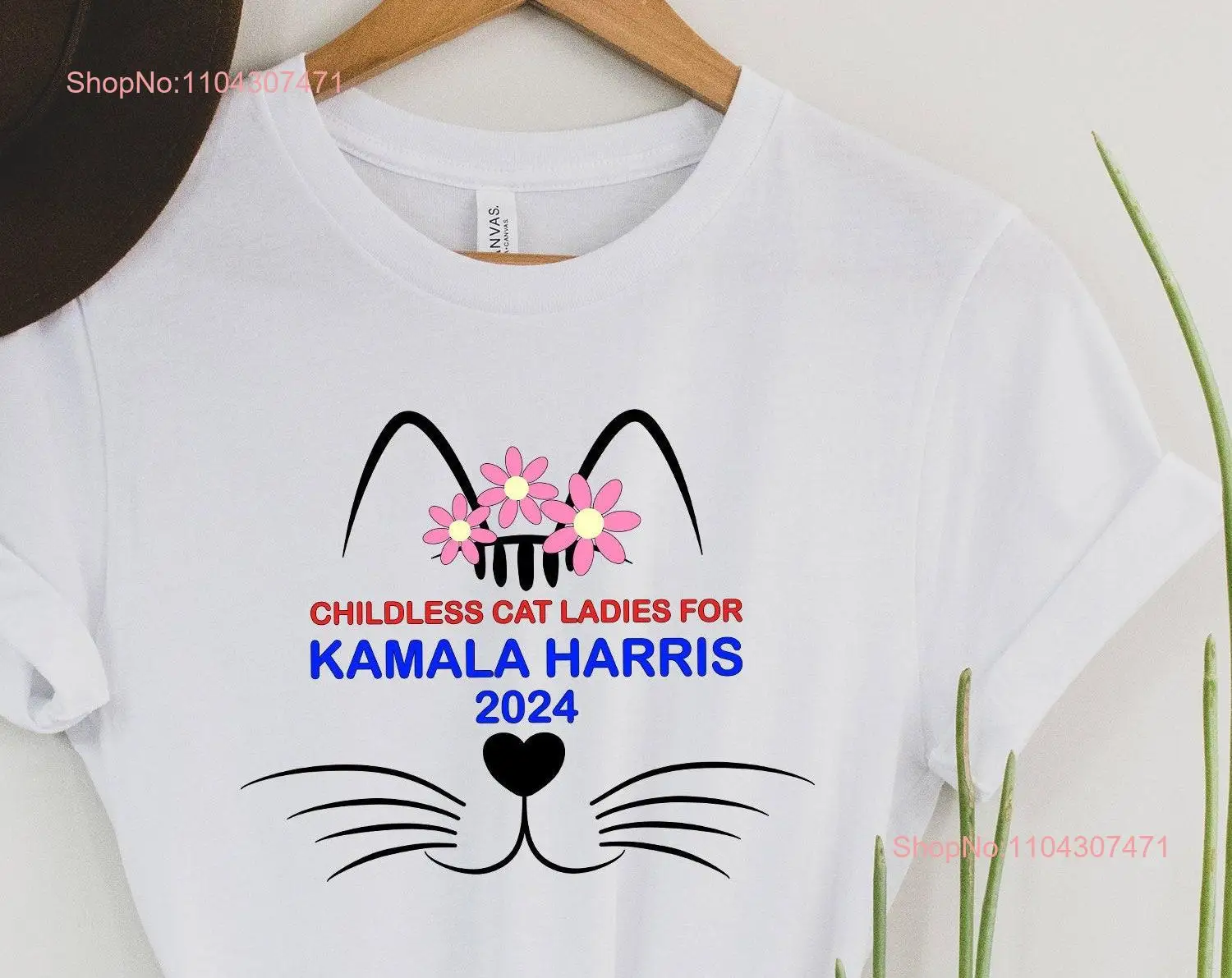 Childless cat lady for kamala harris coconut tree suffragette social democrat vote blue shirt long or short sleeves