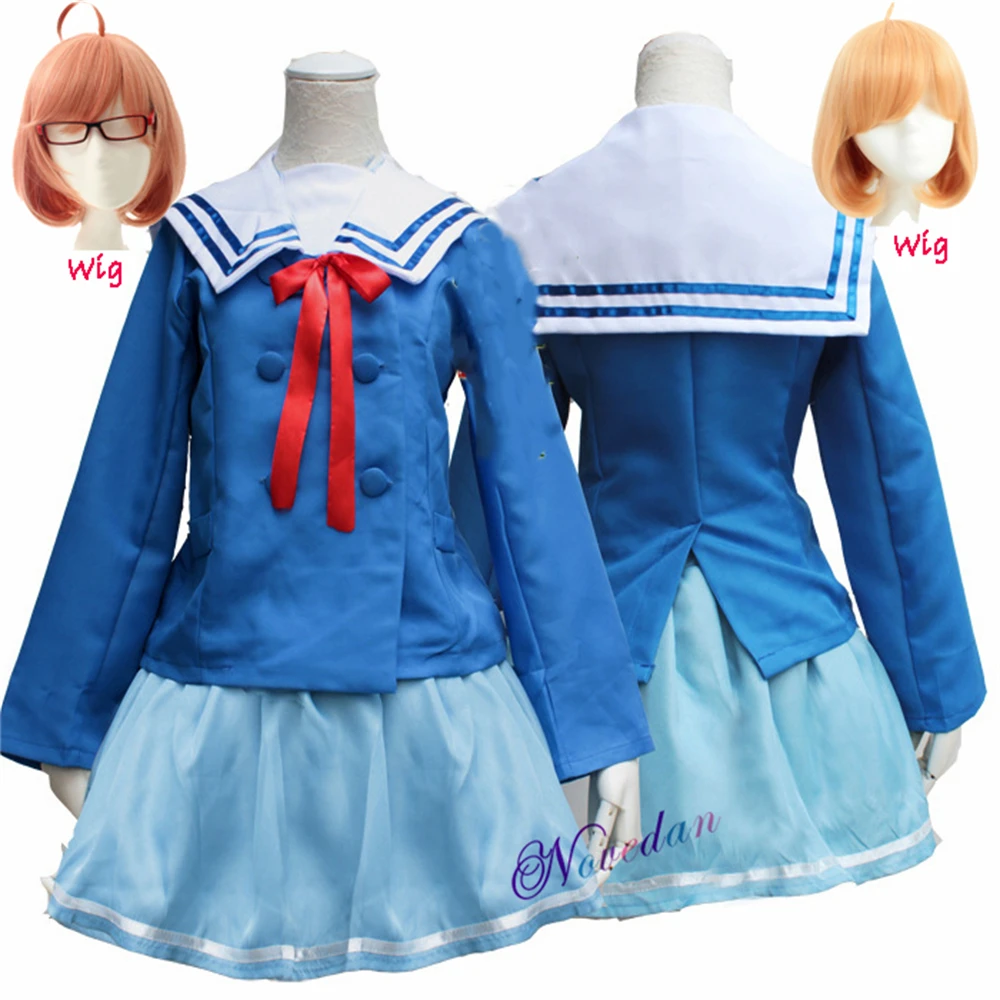 

Japanese Anime Kyokai no Kanata Cosplay Beyond the Boundary Kuriyama Mirai Wig School Uniform Cardigan Cosplay Costume Women