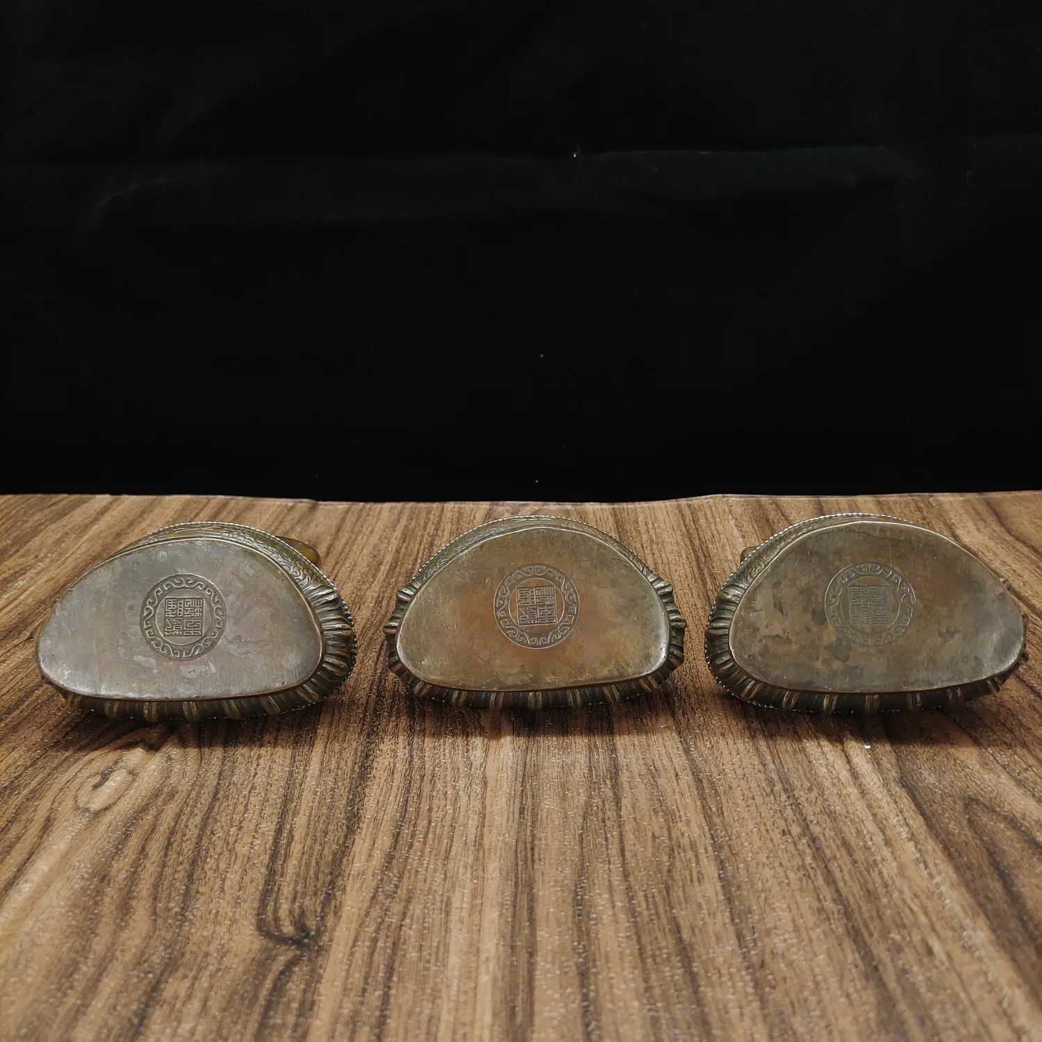 

7"Xizang Folk Old Bronze Patina Three Sages Buddha Shakyamuni Medicine Buddha Amitabha set Worship Hall