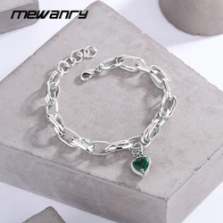 Mewanry Crown Love Green Zircon Bracelet for Women Vintage Exquisite Simple INS Fashion Charming Birthday Jewelry Gift Wholesale