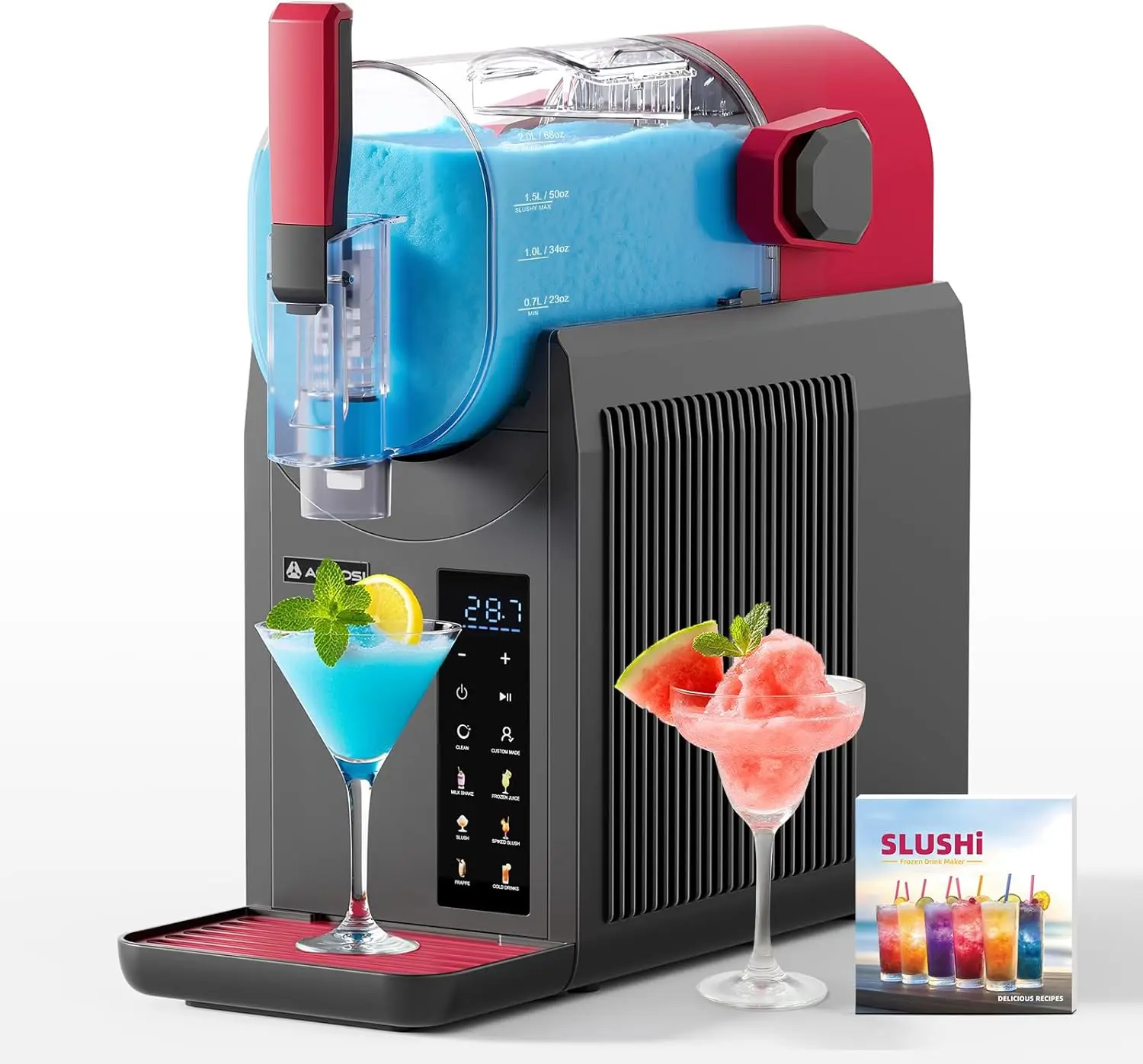 Slushie Machine for Home, Frozen Drink Maker with 6 Presets, No Ice Needed, Auto Cleaning for Cocktails and Frappés