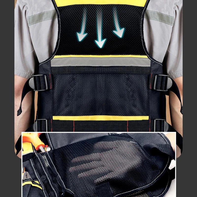 Electrician Tools Vest with Multifunctional Tool Pockets Photographer Vests for Men Reflective Visible Vest Maintenance