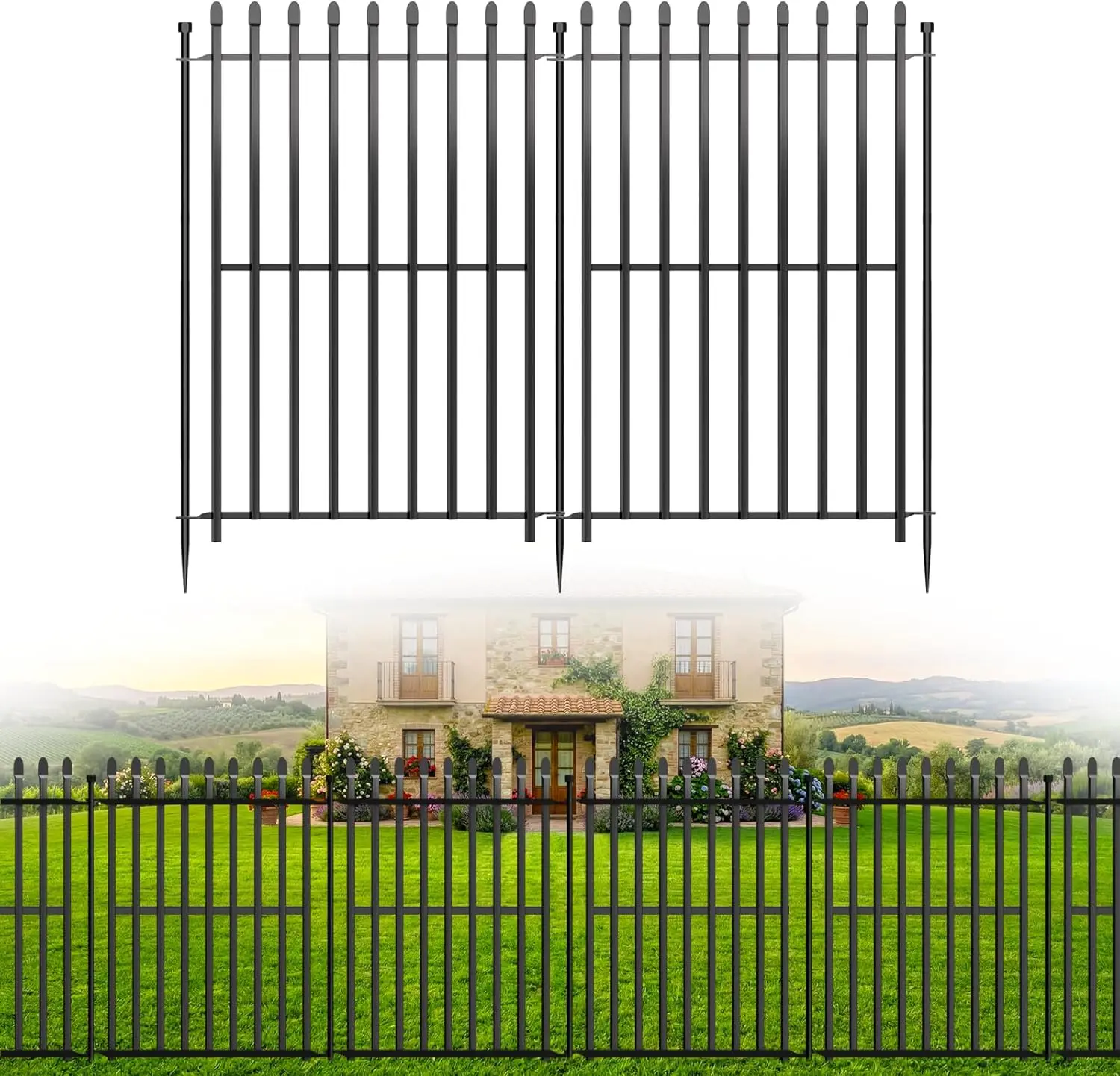 

Rustproof Metal Garden Fence, Heavy-Duty Dog Barrier for Yard & Patio, Portable Temporary Fencing (10 Panels-40in H x 22ft L)