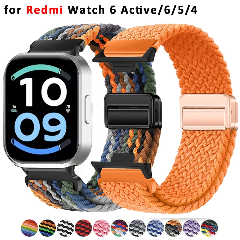 Magnetisches, geflochtenes Nylonarmband für Redmi Watch 6 Active, 6 Lite, Watch 6, 5, 4 und Mi Band 10 Pro/9 Pro/8 Pro.