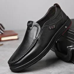 Leather Men's Shoes 2023 Spring Leather Shoes Men's Low Top Casual Shoes Men's Single Shoes Genuine Leather Large Size 45 46