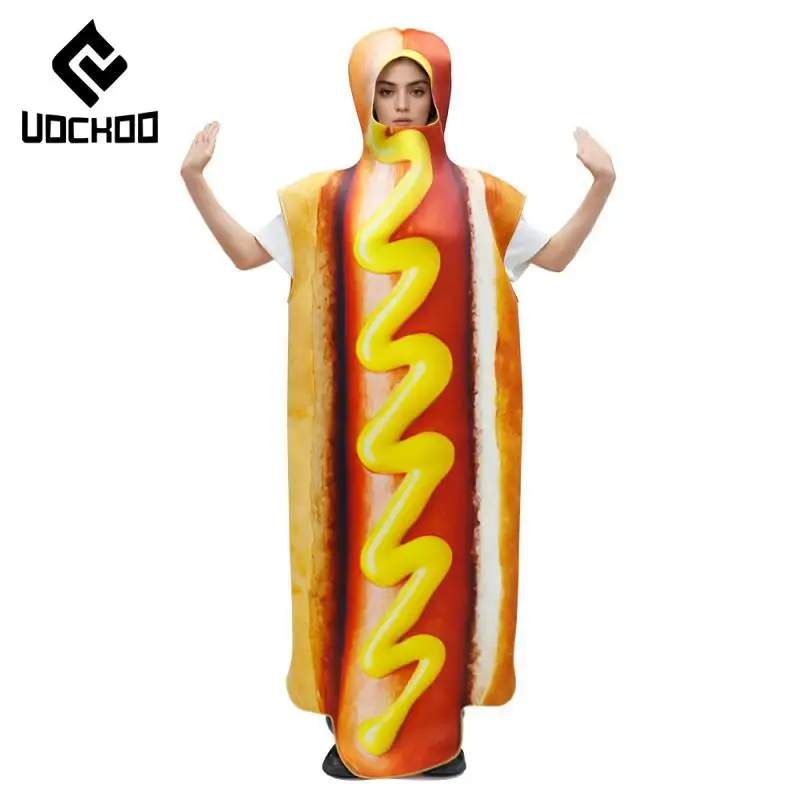 

Hot Dog Costume Adult Delicious Food Cosplay Bodysuit Funny Stage Costumes Carnival Party Outfit Novelty Unisex Clothing