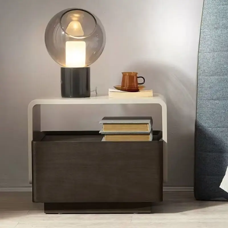 Italian Minimalist Bedside Table Bedroom Small Apartment Modern Bedside Cabinet Designer Creative Medieval Style Storage Locker