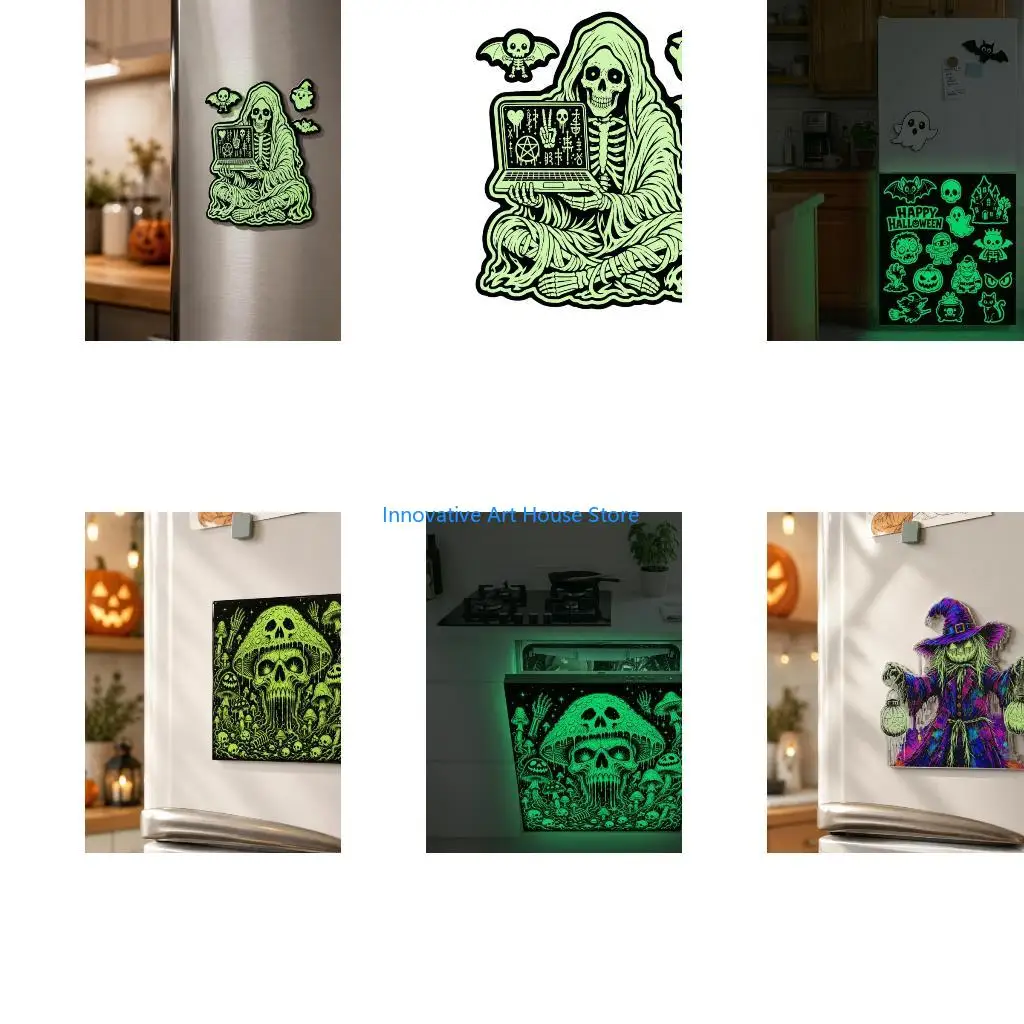 E1PC Halloween Appliance Front Accent PVC Cover 23 x 25.59 In Light-Effect Panel for Dishwashers and Metal Appliances