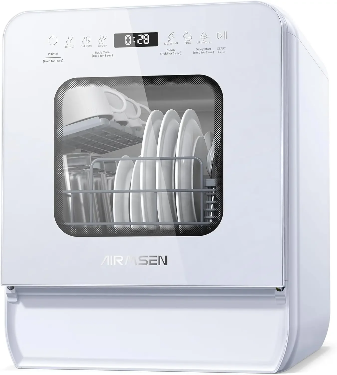 غسالة أطباق محمولة على سطح الطاولة مع خزان مياه سعة 5 لتر، غسالة أطباق صغيرة بتصميم ضيق للغاية مقاس 14.6 بوصة، 9 برامج، تشغيل تأخير 24 ساعة و