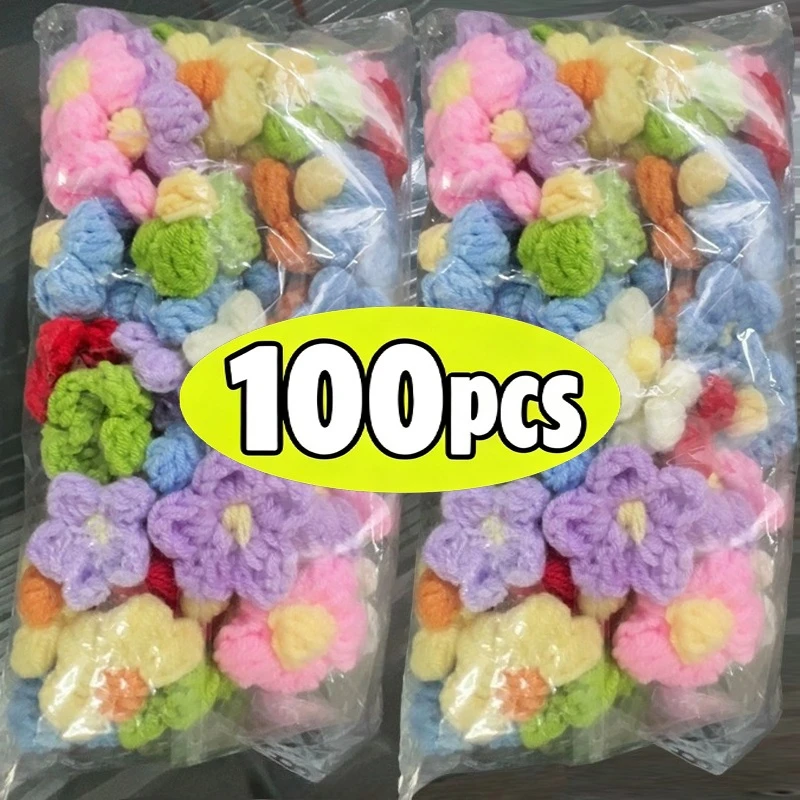 Mini Stereo Puff Knitted Fabric Flowers Fashion DIY Handmade Ornament Accessories for Garment Hair Clip Decor Jewelry Gifts