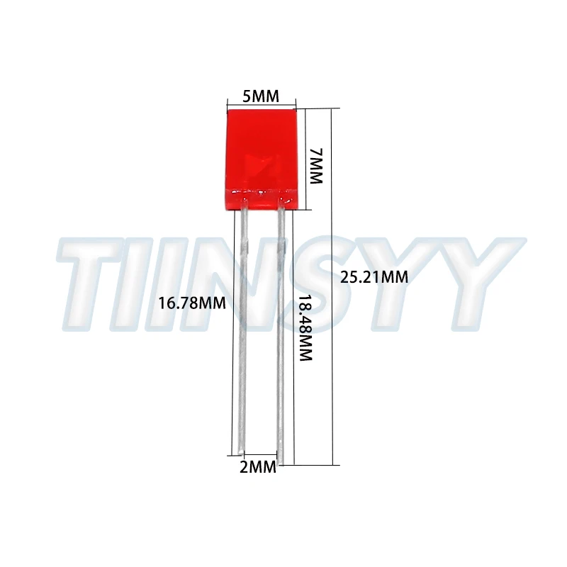 100Pcs 2x5x7mm Square LED Diode White Red Green Blue Yellow Orange Rectangular Clear Diffused DIY Emitting Lamp