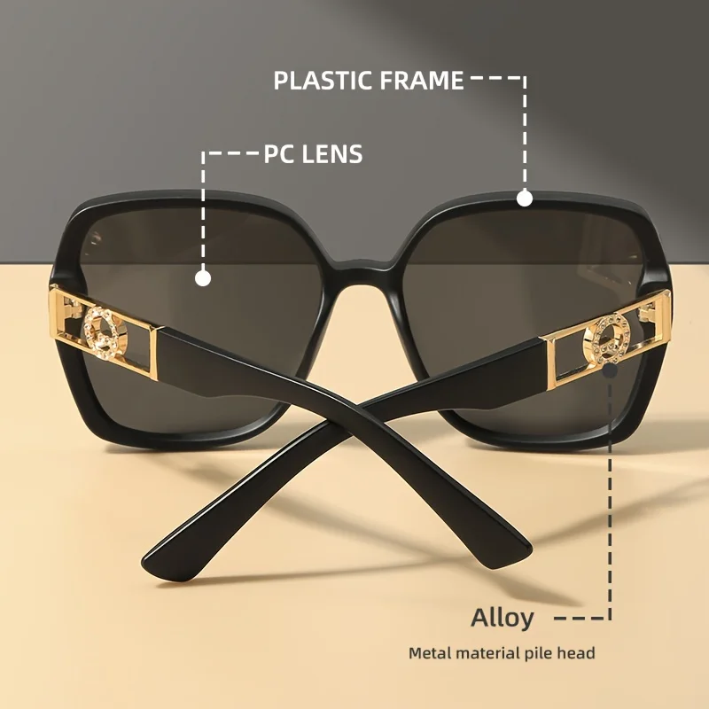 LINFEMAND Modische Brille mit übergroßem Rahmen und Farbverlaufslinse, lässiges Weihnachtsgeschenk für Damen im Party-Stil – Detail 4