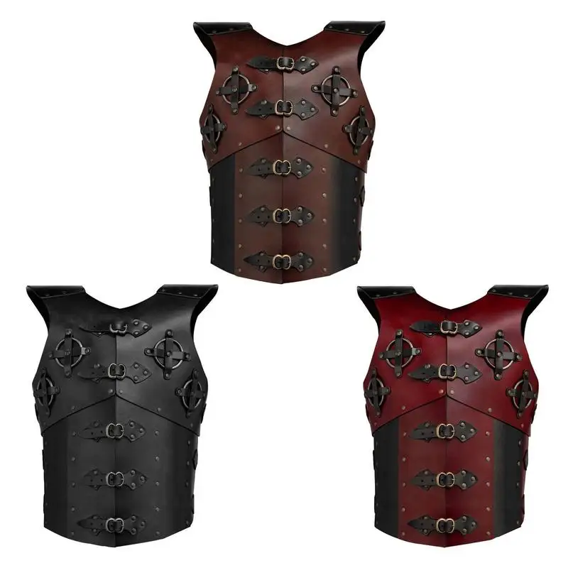 Warrior traje de couro steampunk medieval peito armadura rebite fivela armadura ajustável para homem e mulher