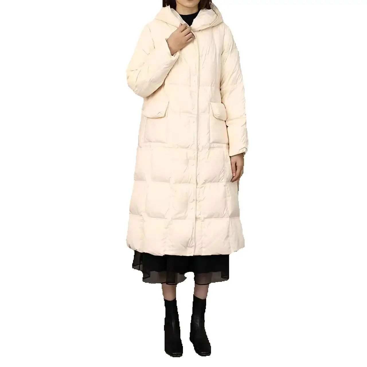 Lange Donsjack Met Capuchon, Los En Warm Met Extra Dikte, 90 Witte Eendendons Jas Voor Dames, Met Nieuwe 2024
