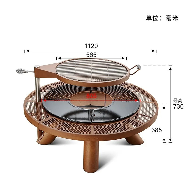 

2026 Modern Outdoor Multi-Use Steel Wood Burning Fire Pit Table Fire Basin Set Portable Powder Coated For Tea Brewing Barbecue