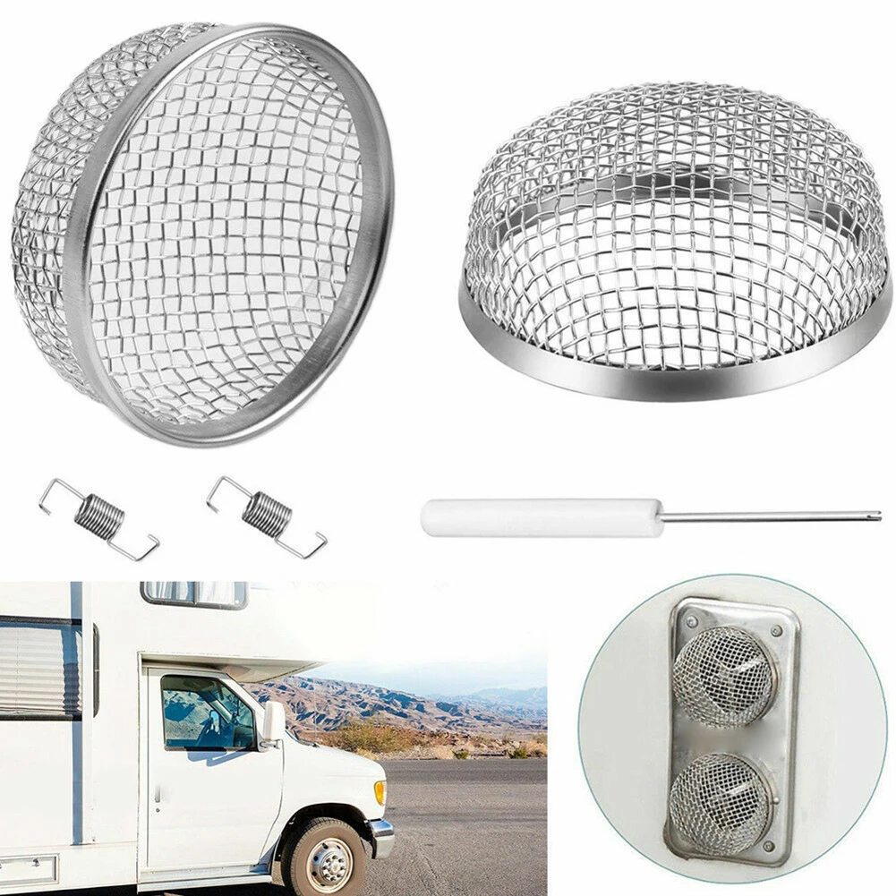 

RV Vent Mesh Cover 2Pc Stainless Steel Screens for Furnace and Water Heater Vents Blocking Entry of Flying Insects and Rodents