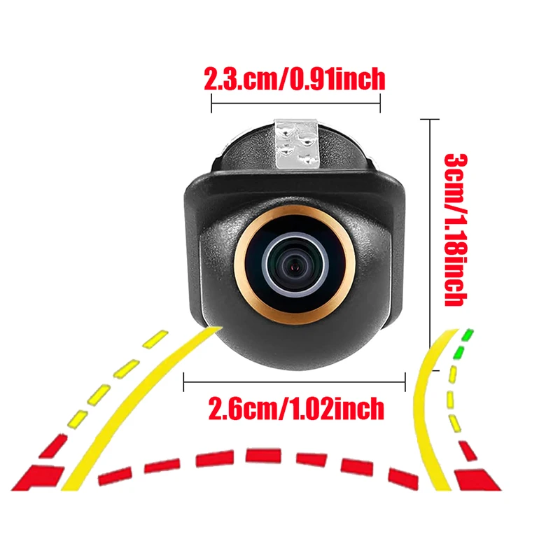 Dynamic Trajectory 170° Fisheye CCD Lens Backup Camera, Full Color HD Car Rear View Universal with Smart Steering Guide Lines