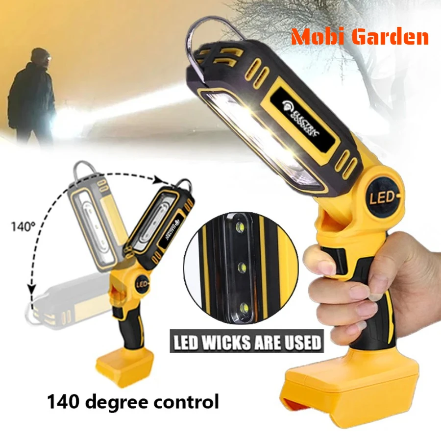 Cordless Outdoor 캠핑 LED Flashlight Portable Work Light Lighting Tool Light Camping Light With dewalt 20V Lithium Battery