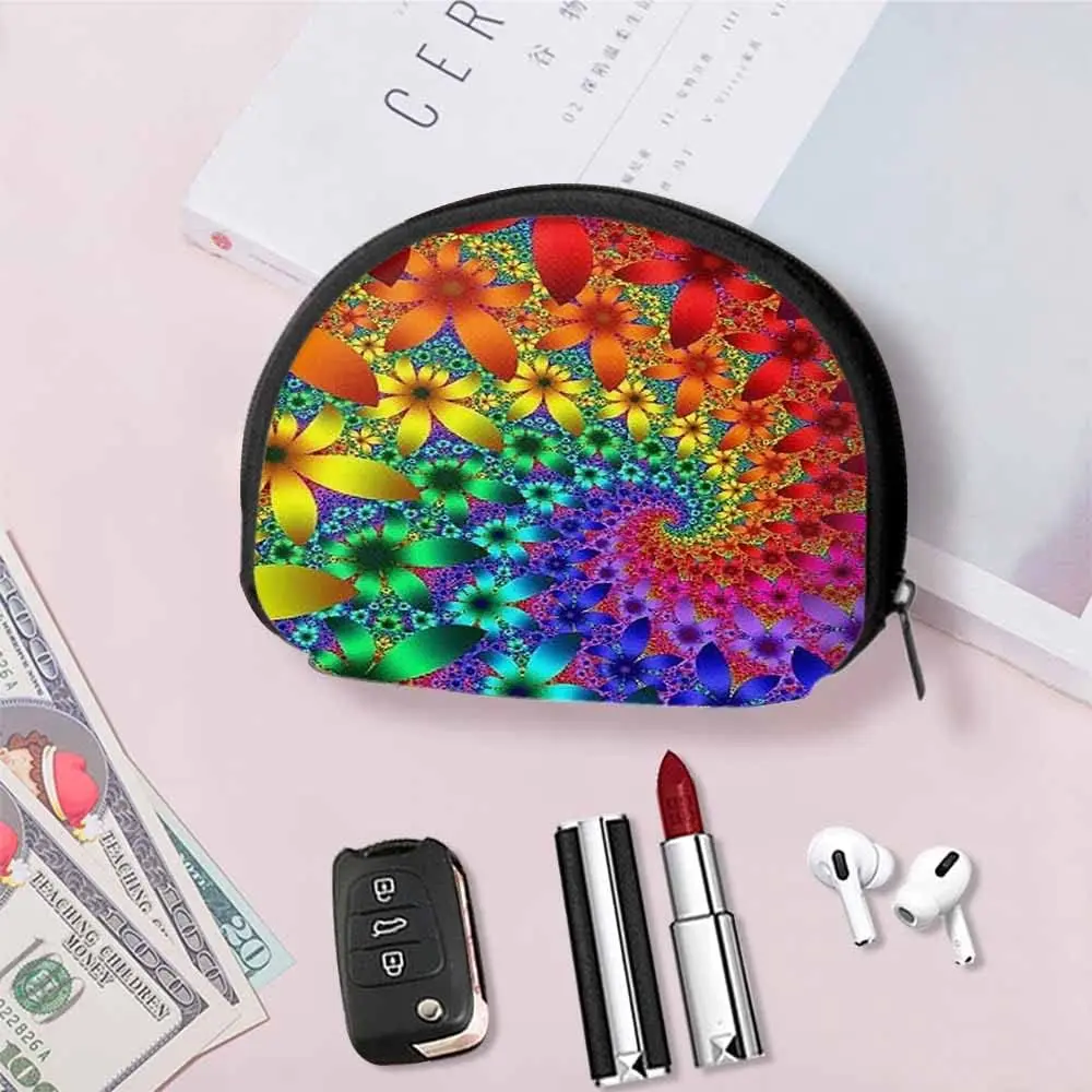 Small Coin Purse Tie Dye Rainbow Spirals Fractal Mini Wallet Coin Pouch Change Purse For Women Men Girls