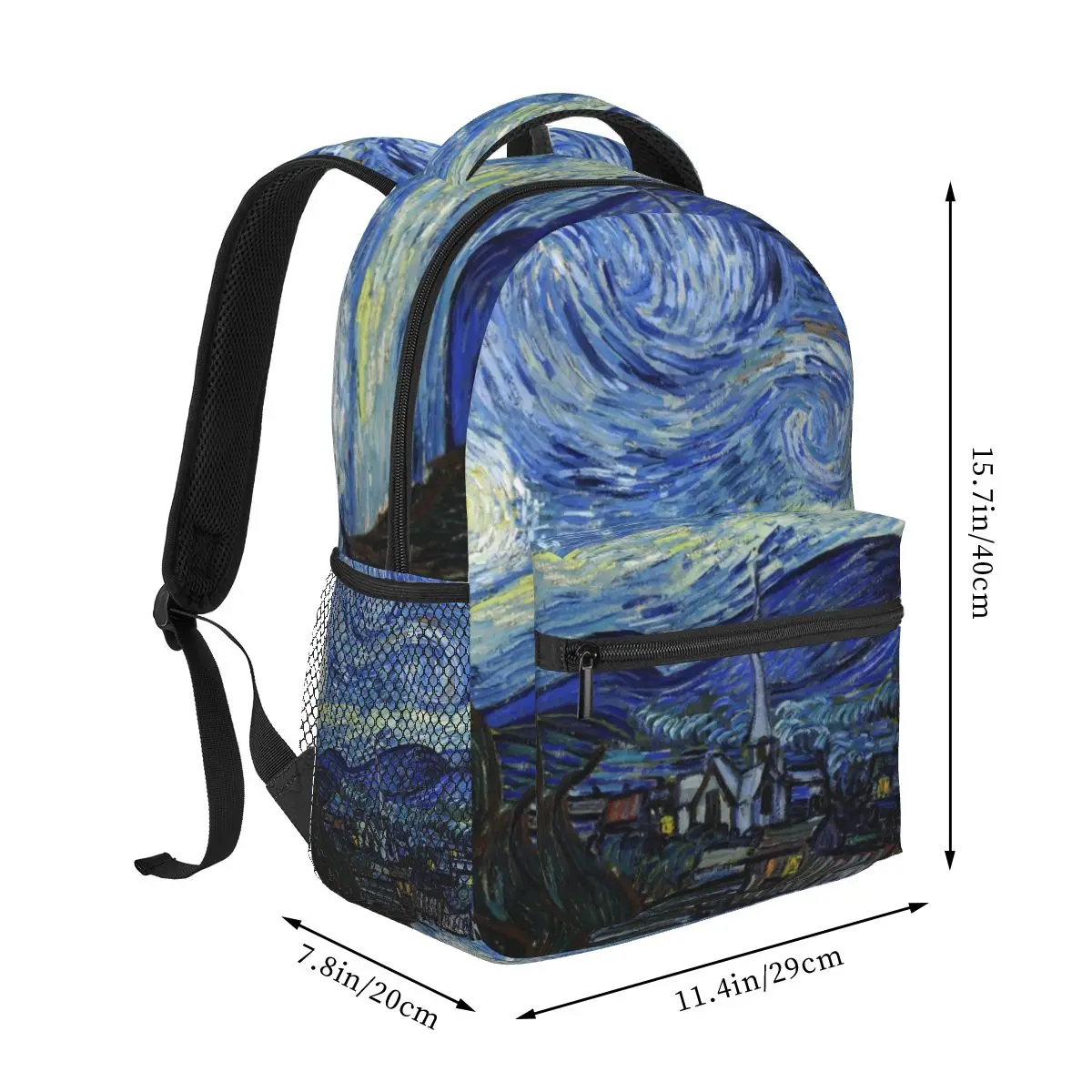 Mochilas de noche estrellada Van Gogh, mochila para niños y niñas, mochilas escolares para niños, mochila de viaje de dibujos animados, bolso de hombro de gran capacidad