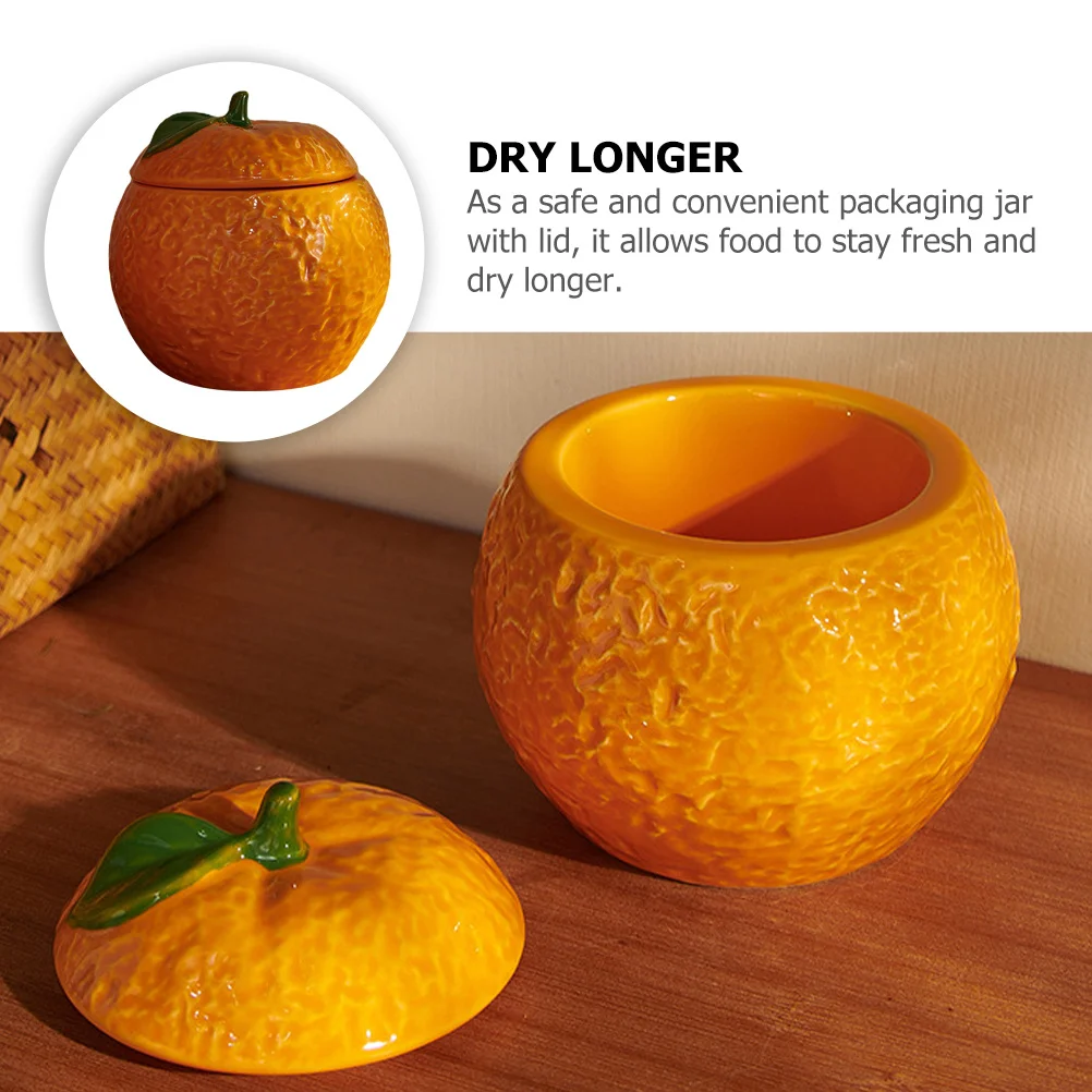 

Orange Ceramic Jar Food Storage Container Multi-Function Tea Holder Long Life Dry Food Nuts Cereal Canister