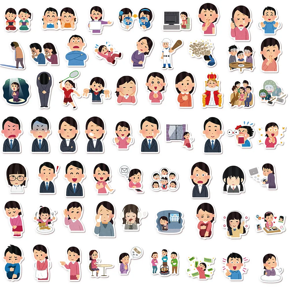 64PCS Anime Japanese Character Scrapbook Graffiti Notebook DIY Luggage Skateboard Cartoon Graffiti Exquisite Stickers