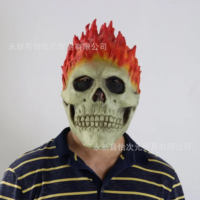 

Flame Skeleton Skull Mask Ghost Rider Scary Horror Zombie Spooky Knight Halloween Creepy Demon Masque Carnival Party Props