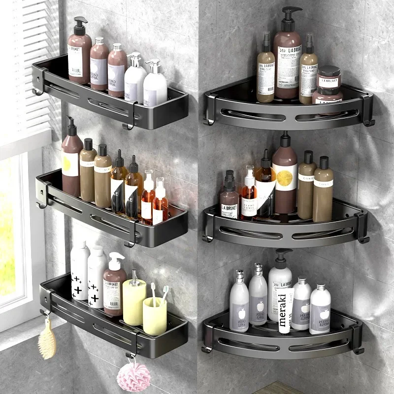 

Shelf For Storage No-hole Bathroom Bathroom Wall Hanging Toilet Shower Restroom Corner Storage Shelf Simplicity At Home