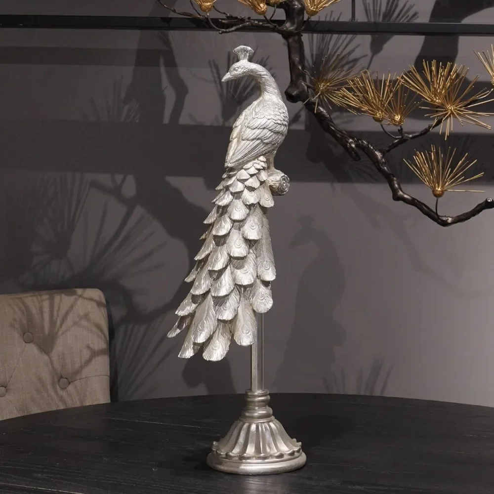

Centerpiece Table Decorations Peacock Decor - Modern Home Living Room Bedroom Coffee Table Resin 8.5 X 5.5 X 24 Inch