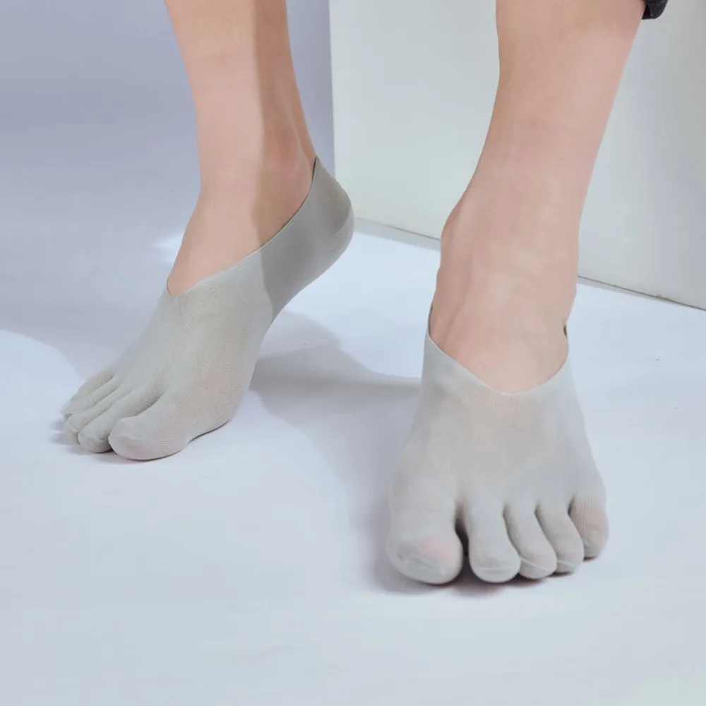 Simple Transparent Men's Five Finger Socks Short Ultra-thin Men's Mesh Five Toes Socks Breathable Hollow Men