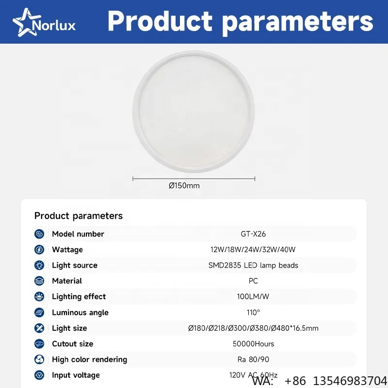 High Brightness Ultra Thin Hotel Home 12W 18W 24W 32W 40W PC Ceiling Surface Mounted LED Panel Light