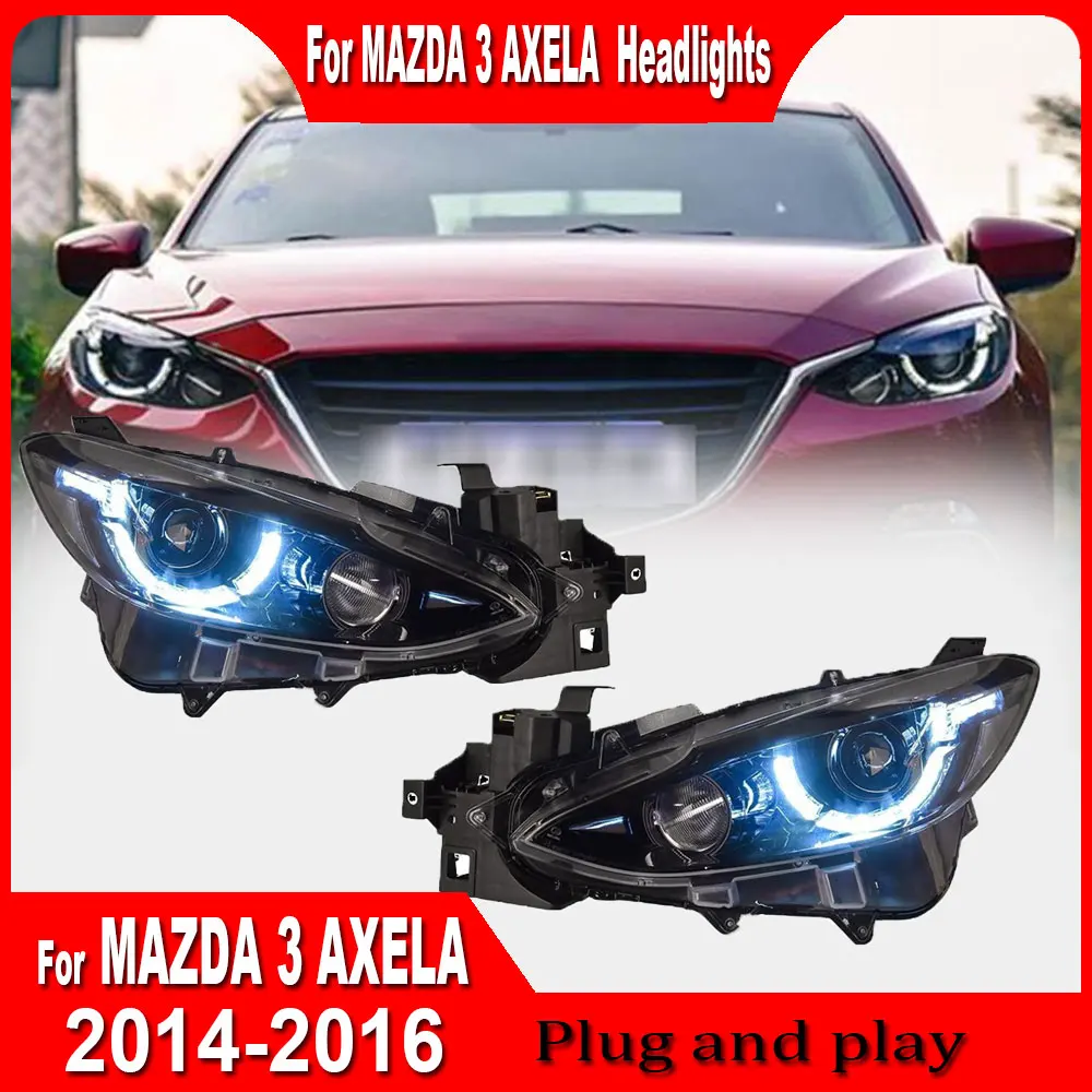 For Mazda 3 Headlights 2014 2015 2016 New Mazda 3 Axela LED Headlight LED DRL Hid Bi Xenon  Head Lamp Plug and play Accessories