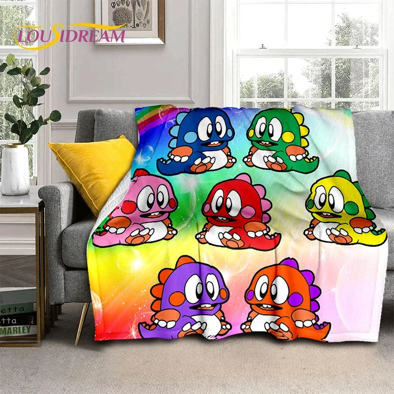 

Cartoon Bubble Bobble Puzzle Bobble Retro Game Soft Flannel Blanket for Beds Bedroom Sofa Picnic,Throw Blanket Outdoors Leisure