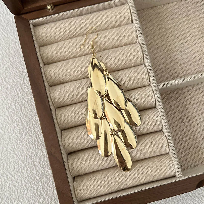 Foxanry 여성용 부드러운 기하학적 펜던트 드롭 귀걸이, 절묘한 과장된 패션, 기념일 쥬얼리 선물