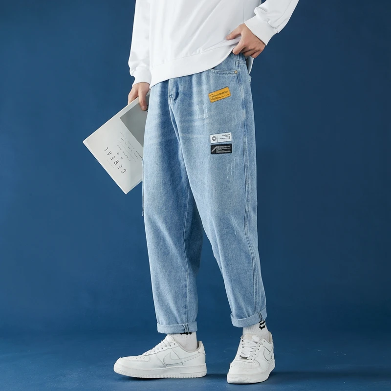 

Blue Jeans Trousers Mens 2023 New Casual Vintage Straight Harajuku Baggy Belt Jeans Korean High Quality Trendy Denim Pants 3XL