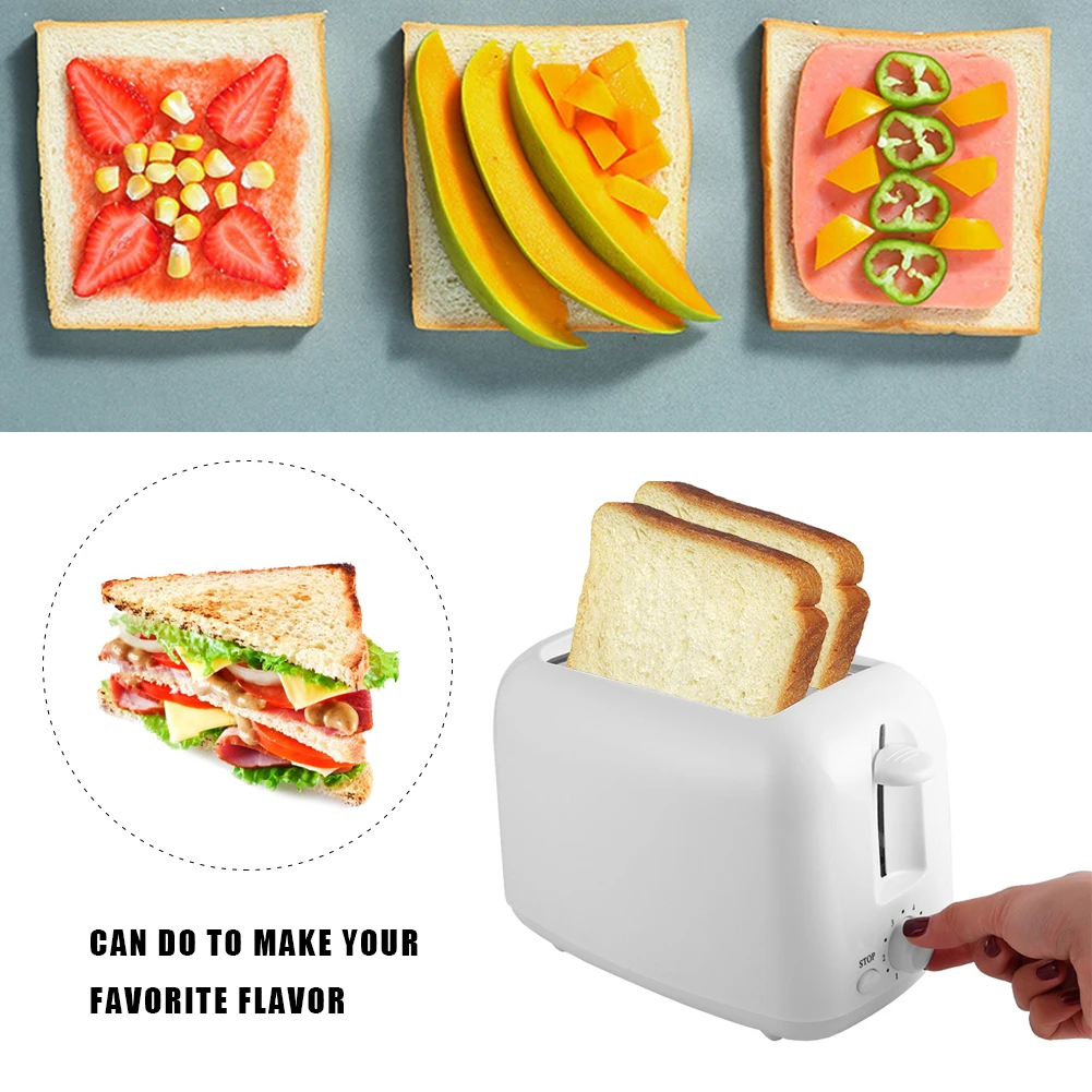 Automatic 2 Slices Toaster Removable Crumb Tray Electric Sandwich Breakfast Maker Pop Up 650W Household Kitchen Supplies