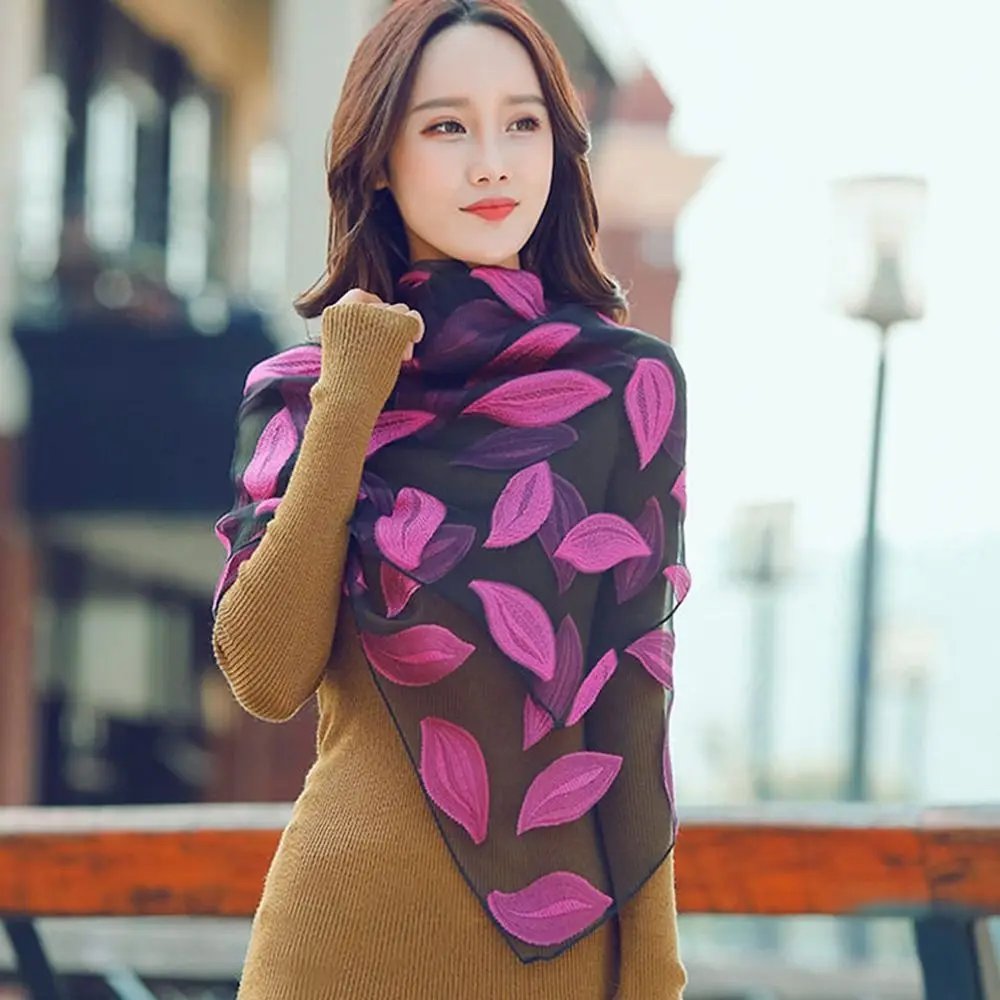 Summer Lightweight Silk Scarf Organza Gauze Breathable Shawls Soft Pashmina Women