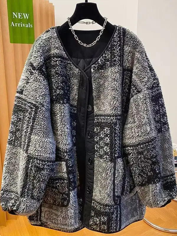 

Женская зимняя хлопковая куртка на флисовой подкладке, свободного кроя, с отделкой из овечьего бархата, в корейском стиле, утепленная, с длинными рукавами, круглым вырезом