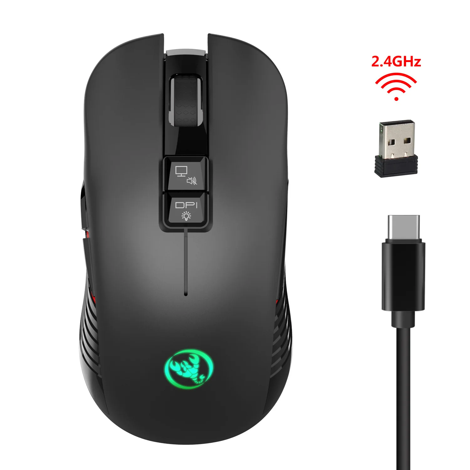 

Беспроводная перезаряжаемая мышь T30, 2,4 ГГц, Bluetooth, 3600dpi, регулируемая цветная игровая мышь с подсветкой, мышь 7D