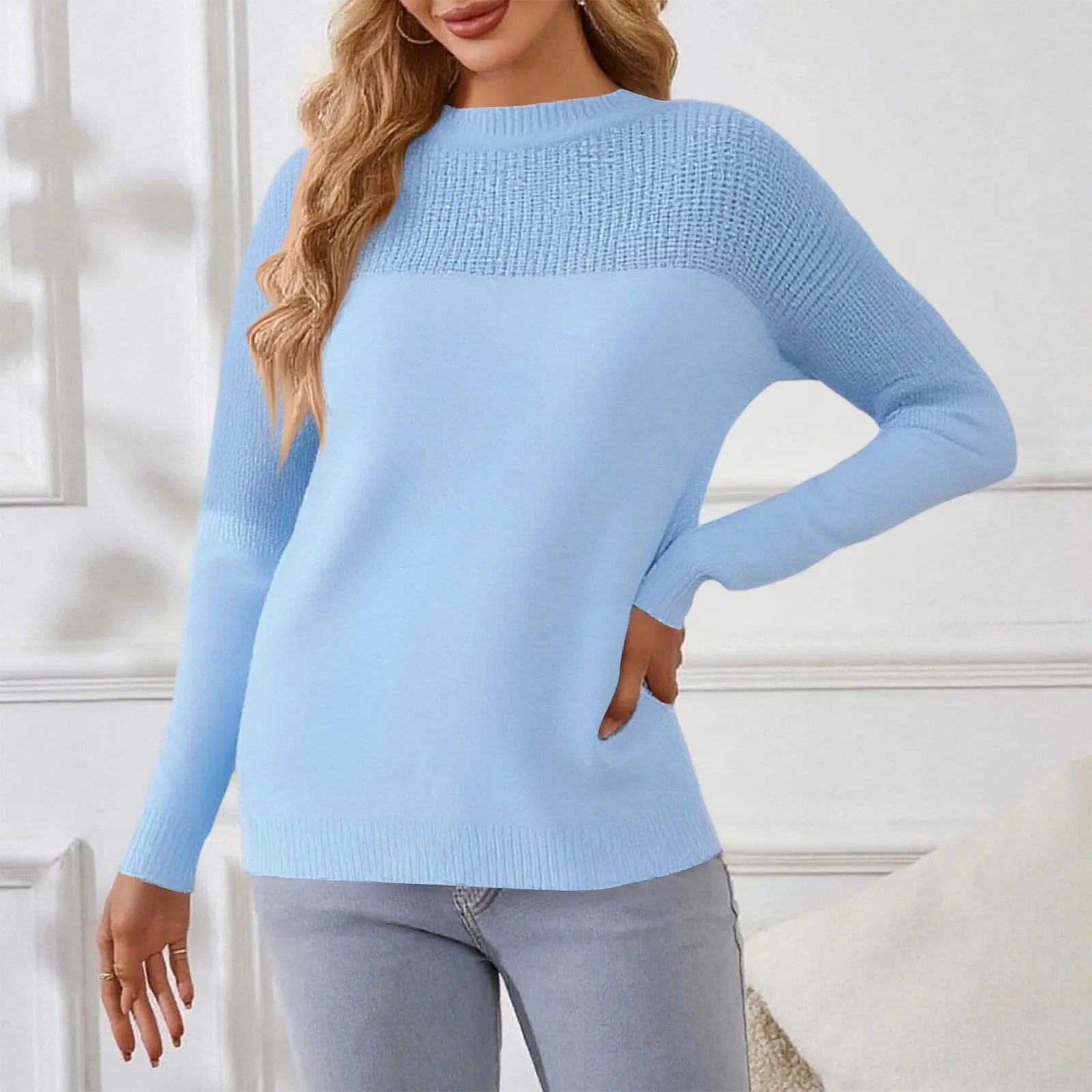 Suéter De invierno De manga larga para Mujer, Jersey De punto, suéter De cuello redondo, Jersey, suéter De punto, Ropa De Mujer nuevo