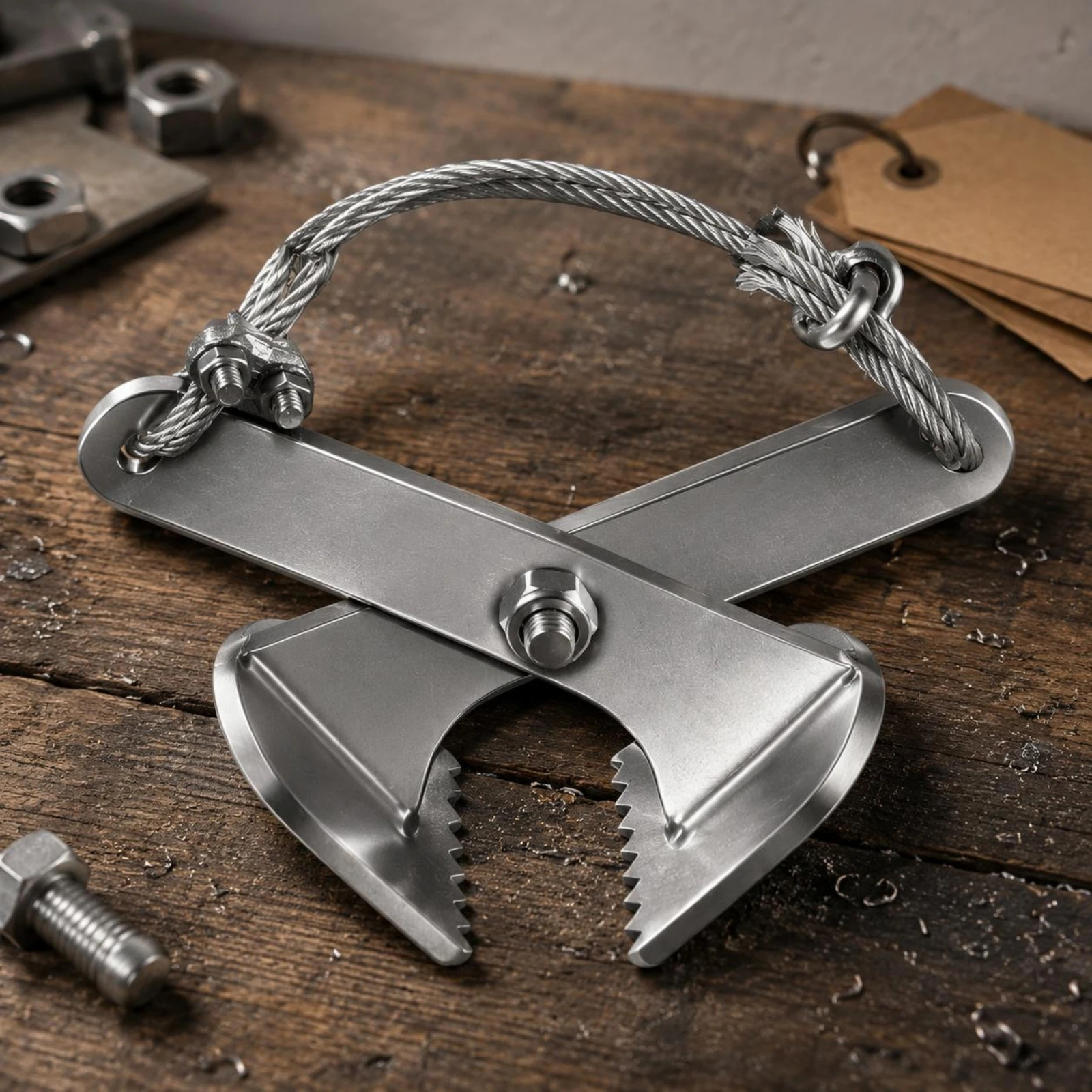 Unwanted Plant Pulling Tool Wire Rope Handle Root Extractor Clamp-Design Extractor Metal Alloy Silver Finish for Garden