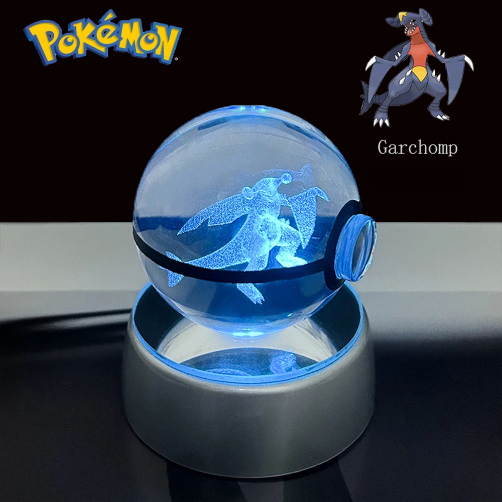 Pokemon 3D Crystal Ball Pikachu Gengar Eevee Mewtwo Anime Game Pokeball met Led Nachtlampje Basis Kerstcadeau Woondecoratie